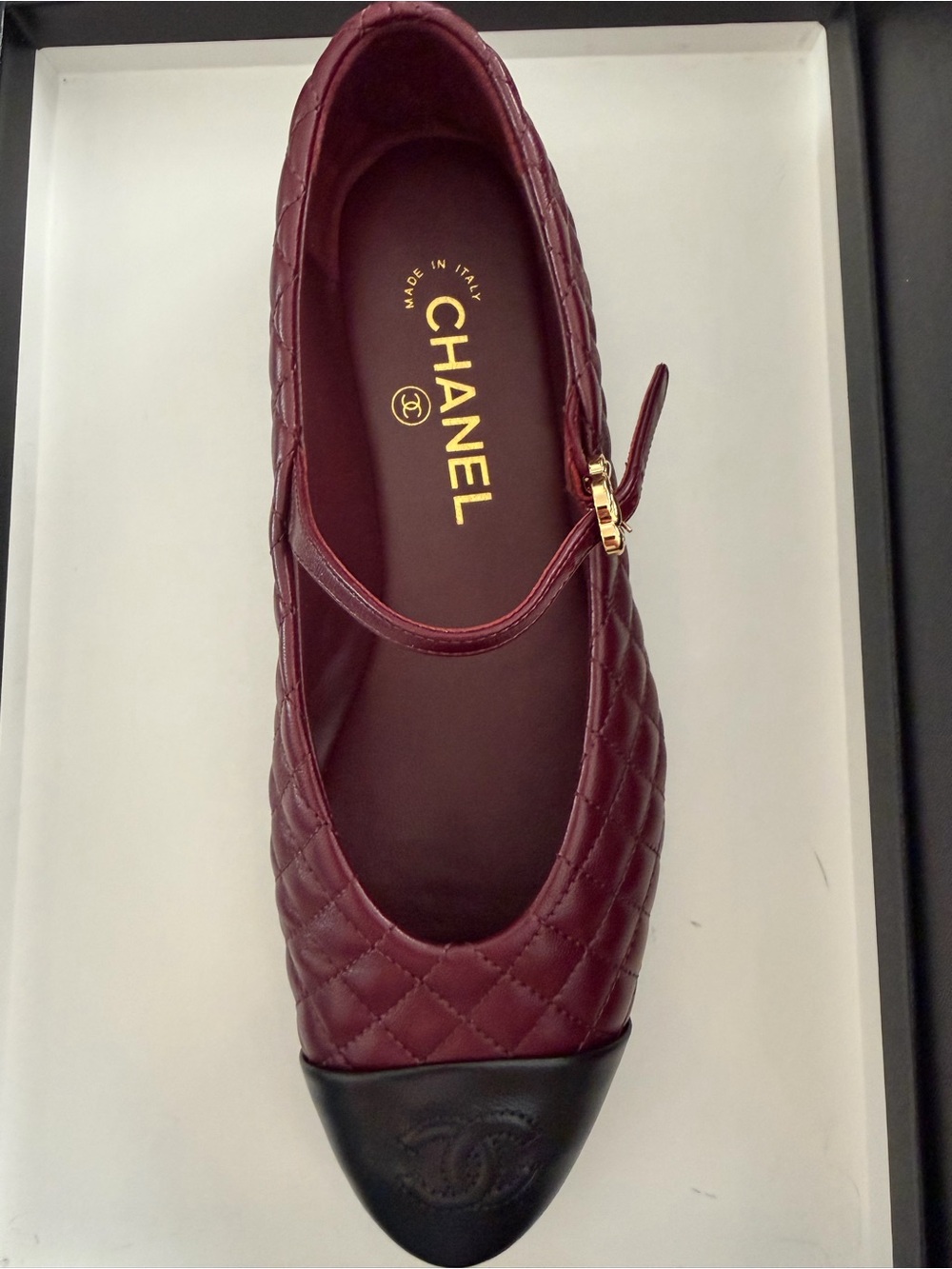 Chanel Burgundy/Black Mary Janes - NWT